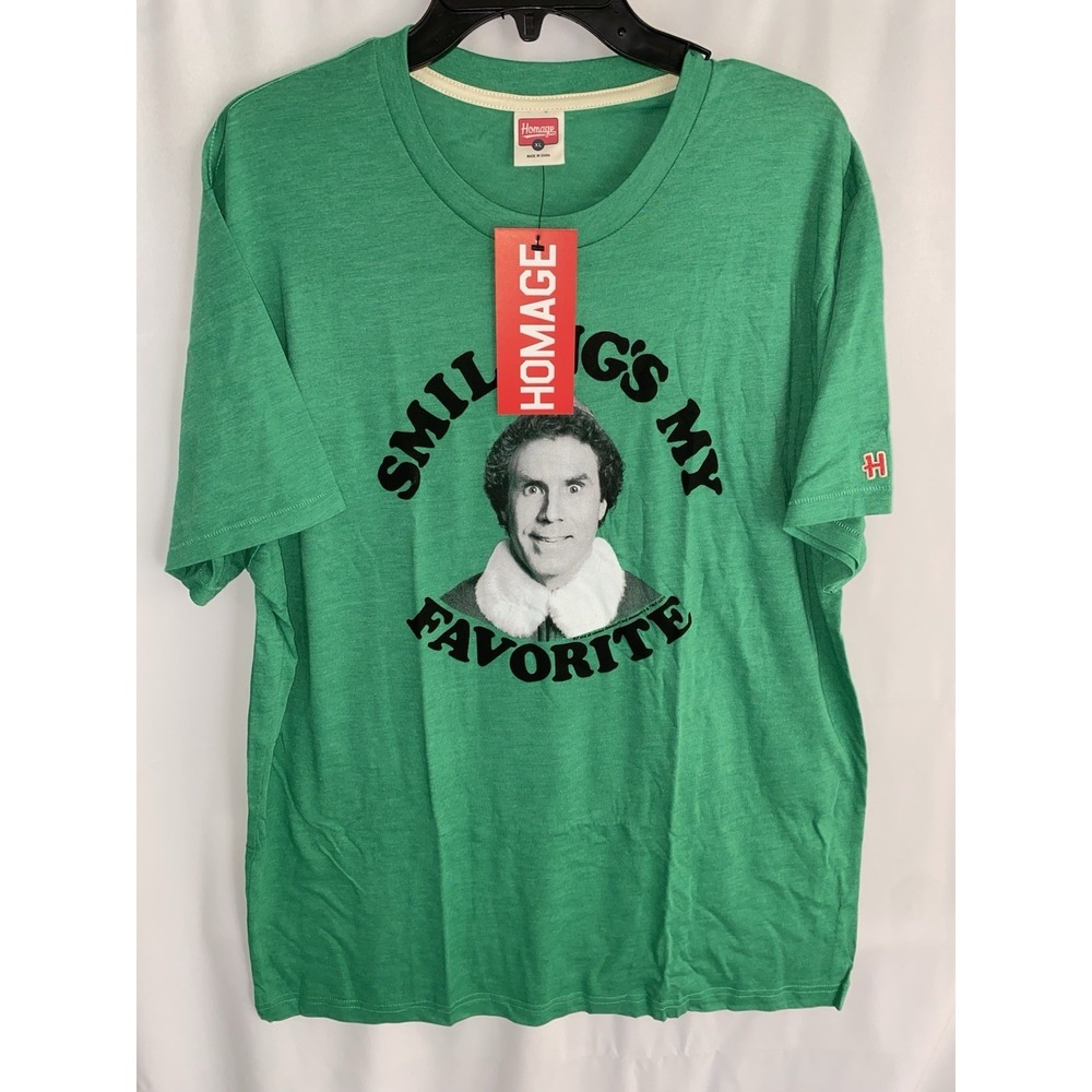 NWT Homage Smiling's My Favorite Will Ferrell ELF Christmas Movie T Shirt XL